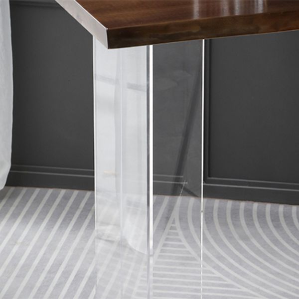 Pine Wood Rectangle Bar Table with Acrylic Base for Living Room