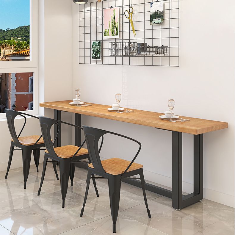 Industrial Trestle Base Dining Table Metal and Wood Dining Table