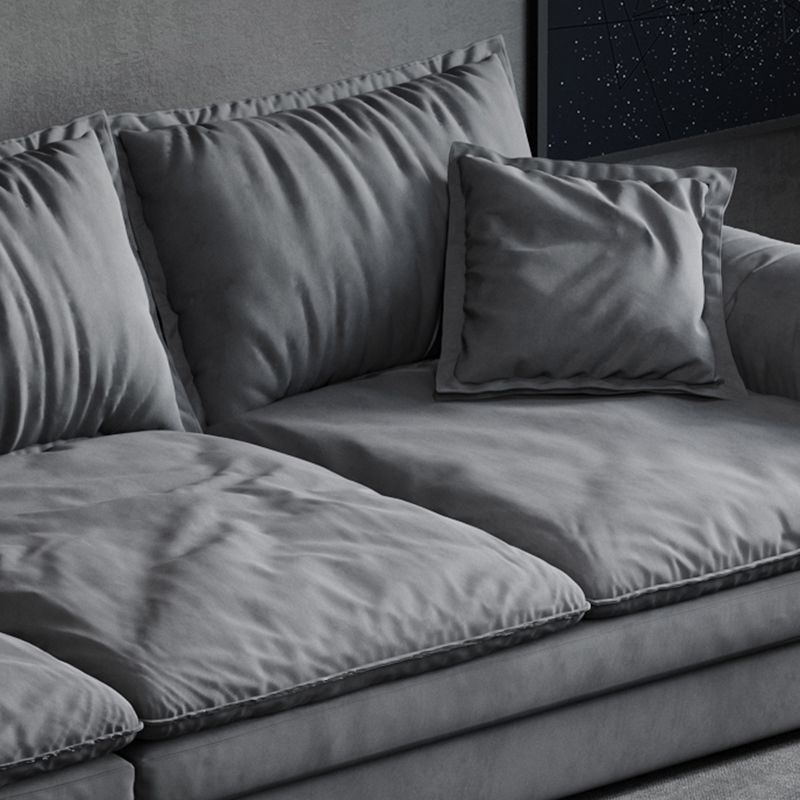 Square Arm Dark Gray Removable Cushions Contemporary Faux Leather Sofa