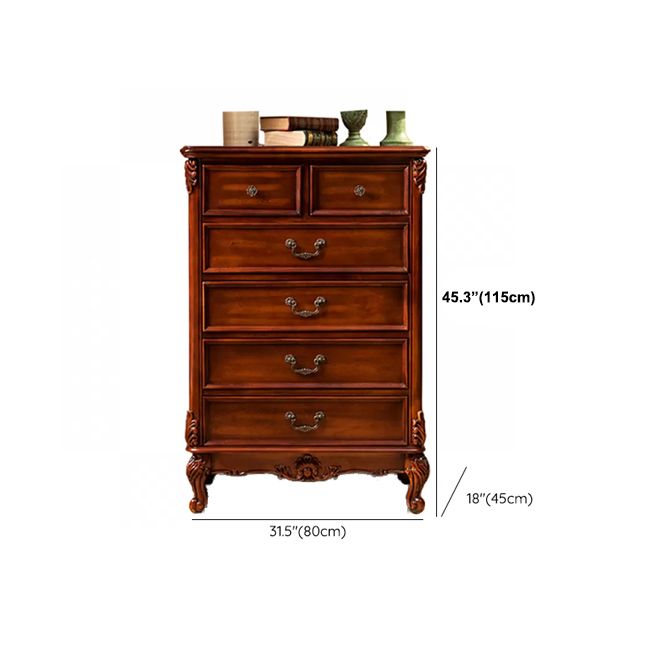 Traditional Rubber Wood Storage Chest Bedroom Chest with Drawers
