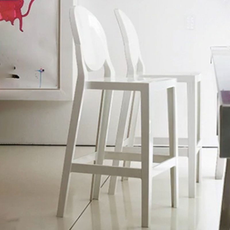 Contemporary Plastic Low Back Counter Stool Footrest Furniture with 4 Legs