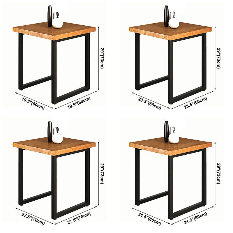 Industrial Style Solid Wood Dining Table Brown Square Table with Black Frame for Dinning Room