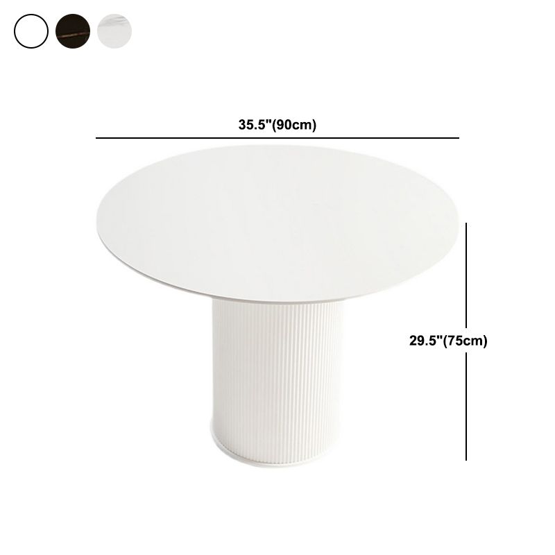Round Dining Table Modern Black-white Furniture with Pedestal Base for Home