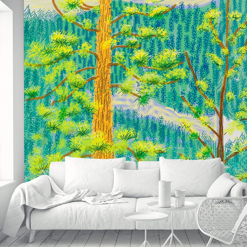 Still Life Painting Botanical Murals Modern Art Non-Woven Material Wall Decor in Green