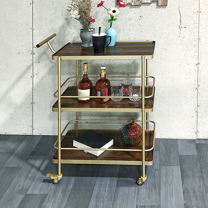 Contemporary 35.43"H Rolling Prep Table Rectangular Metal Prep Table for Dining Room