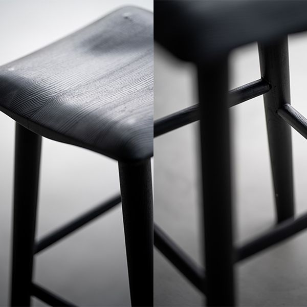 Solid Wood Bar Stools Black Backless Dining Stools with Footrest