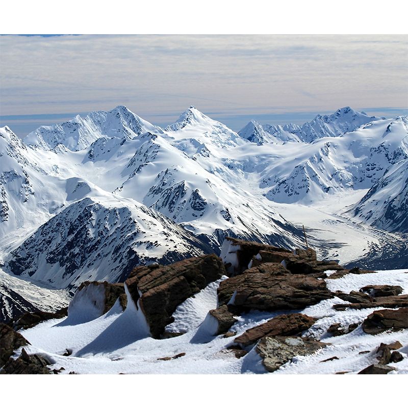 Snow Scene Style Mountain Wall Mural Wallpaper Photography Mildew Resistant Wall Covering