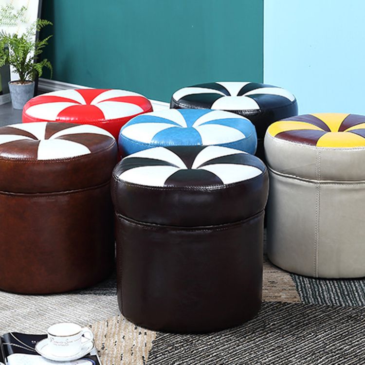 Water Resistant Round Standard Modern Color Lump Leather Ottoman
