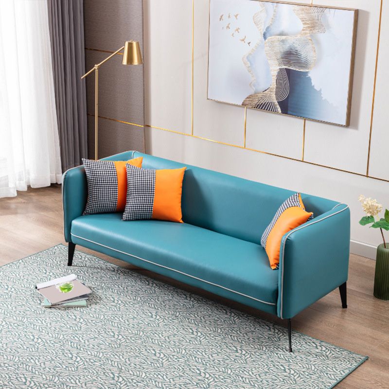 Genuine Leather Sofa 28.74" D x 28.74" H Tuxedo Arm Sofa for Living Room