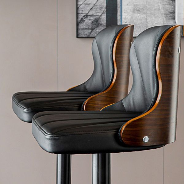 Scandinavian Metal Stool Leather Upholstered Counter Stool in Matte Finish for Indoor