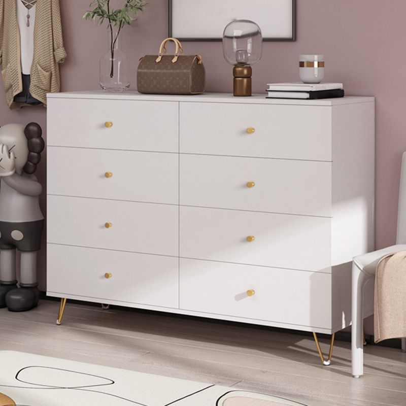 Modern Accent Chest Rectangle Accent Cabinet with Drawers in White