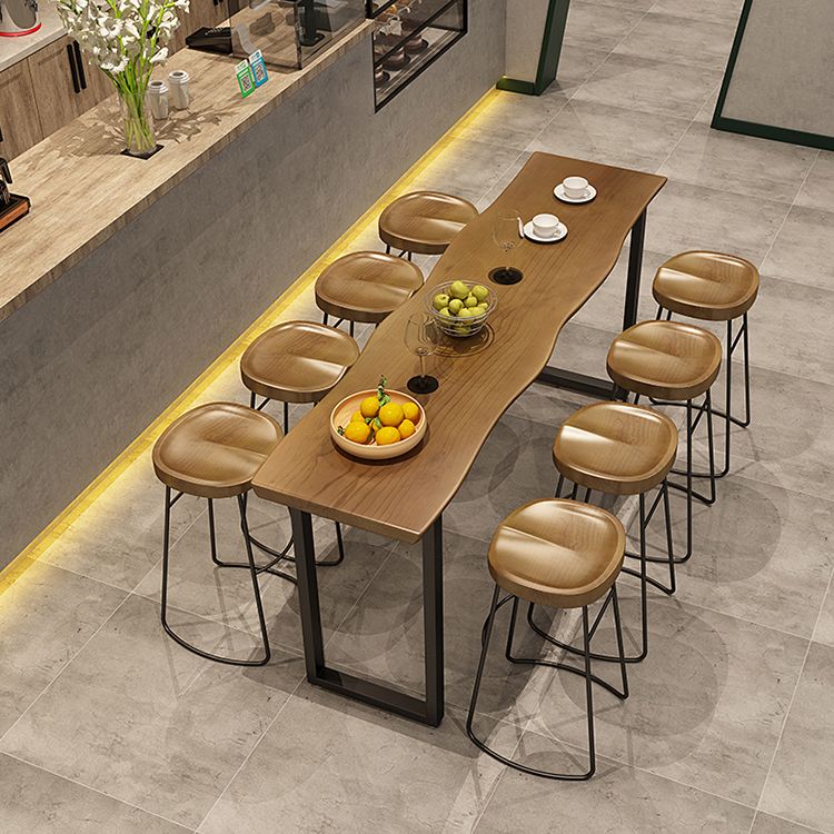 Luxury Rectangle Solid Wood Bar Table Set 1/9 Pieces Counter Table with Backless Stools