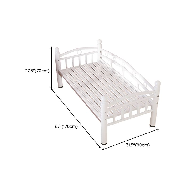 Metal Crib in White Industrial Iron Crib with Guardrails Nursery Bed