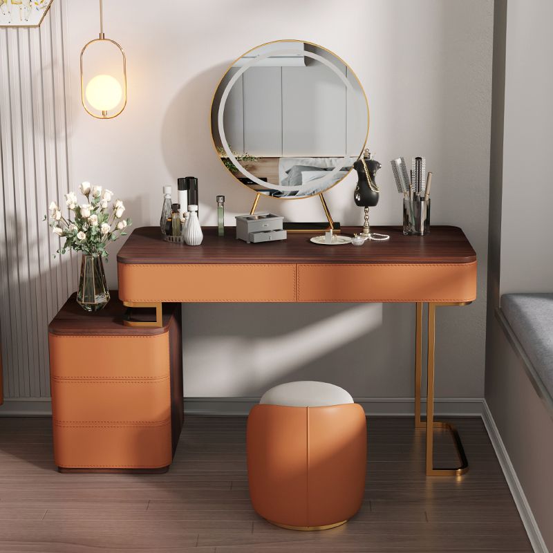Glam 17.72" Wide Wooden Makeup Vanity with 5 Drawers for Bedroom