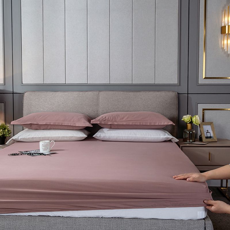 Fade Resistant Bed Sheet Solid Color One Piece Breathable Fitted Sheet