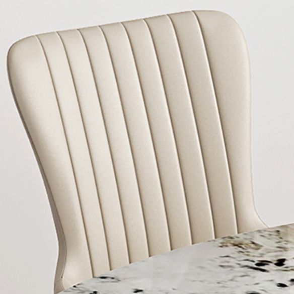 Modern Style Sintered Stone Dining Room Set with White Rectangle Shape Table and Gold Trestle Base