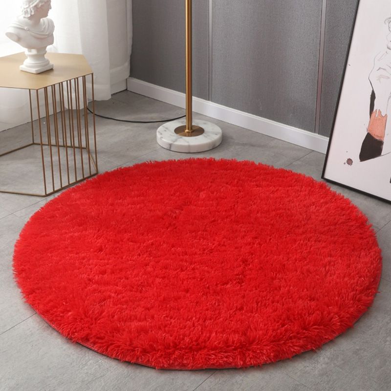 Round Plain Area Rug Polyester Shag Carpet Pet Friendly Rug for Home Decoration