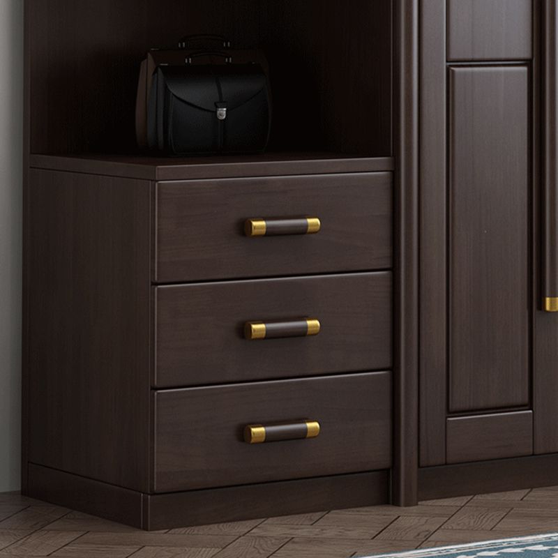 Traditional Style Wardrobe Closet Brown Wooden Wardrobe Cabinet