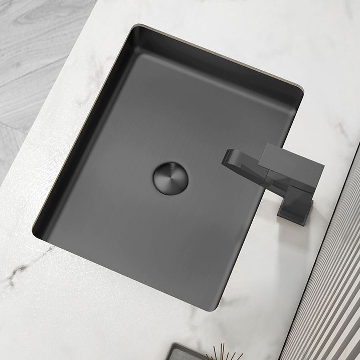 Modern Bathroom Sink Metal Rectangular Undermount Bathroom Sink with Pop-Up Drain