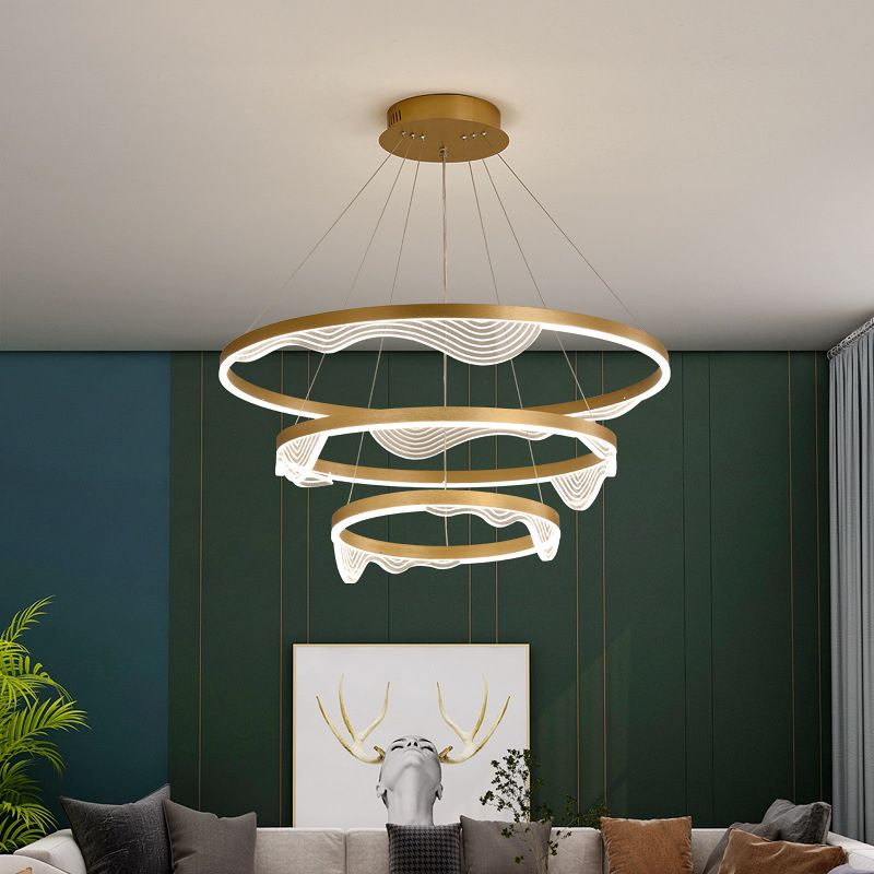 Candelier de niveles acrílicos Elegante LED Minimalista Luz colgante de lámpara para sala de estar