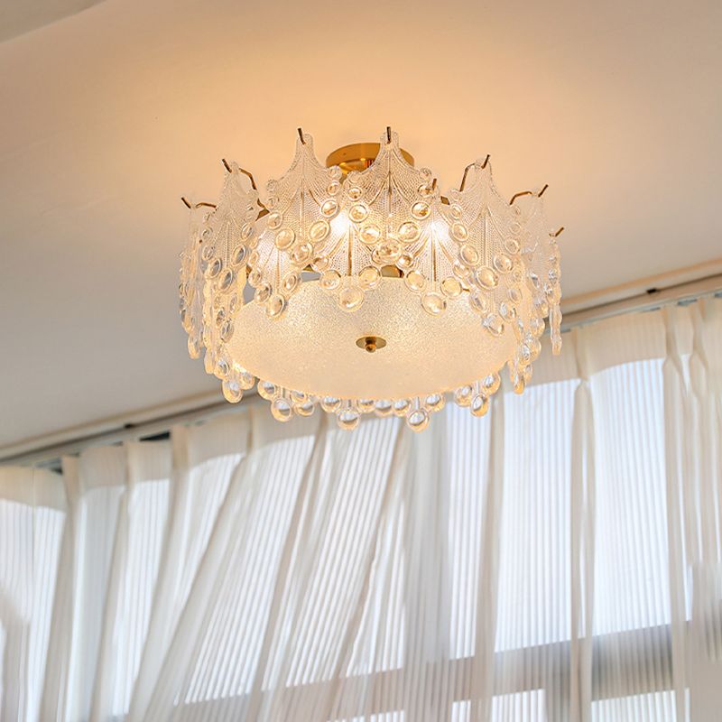Semi Flush Mount Light Modern Glass Semi Mount Lighting for Bedroom