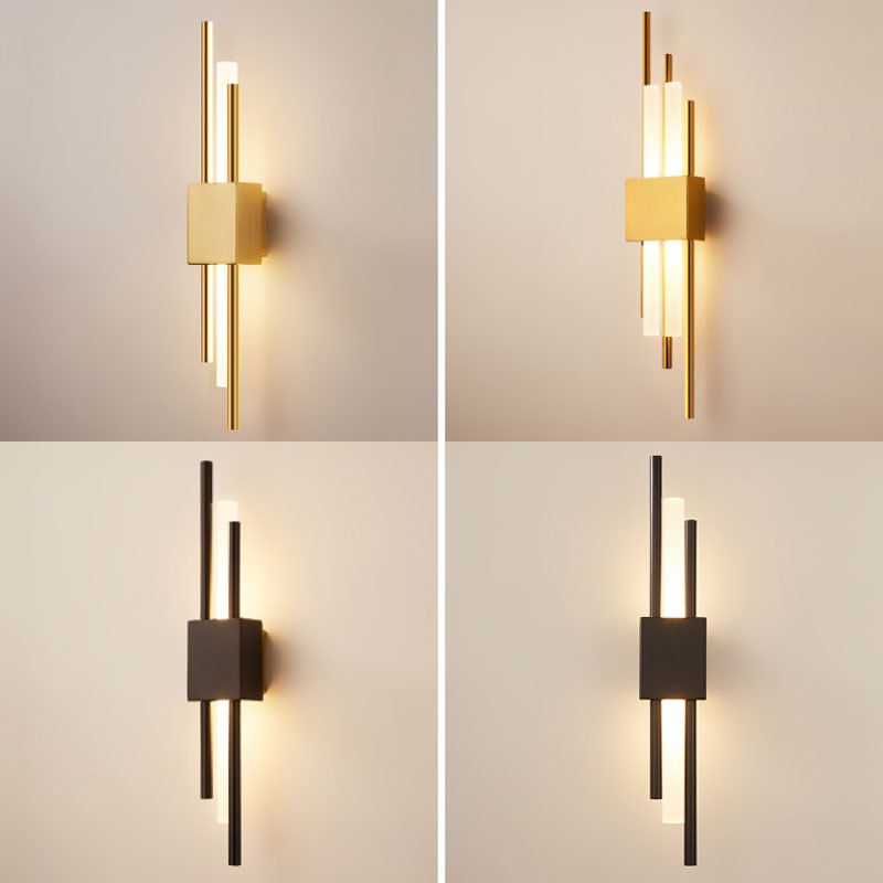 Postmodern Style Unique Shade Wall Sconce Copper 2 Light Sconces for Living Room