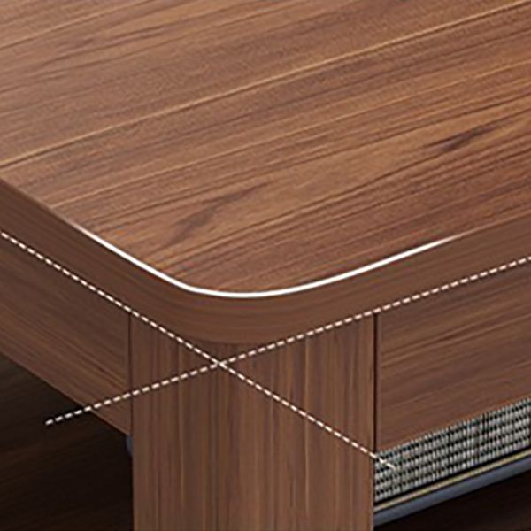 Rectangular Wooden 1 Single Coffee Table 4 Legs Cocktail Table with Shelf