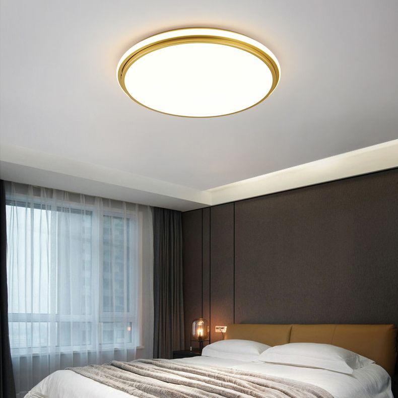 Minimalism Ceiling Light Fixture Gold LED Flush Mount with Metal for Living Room