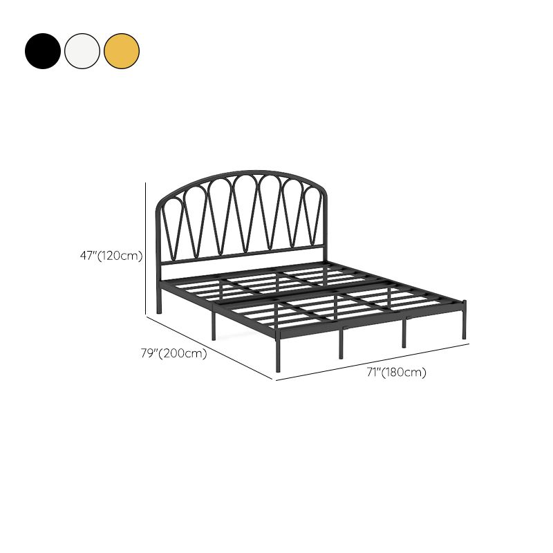 Open Frame Metal Bed Frame Contemporary Wire-Grid Iron Bed with Headboard