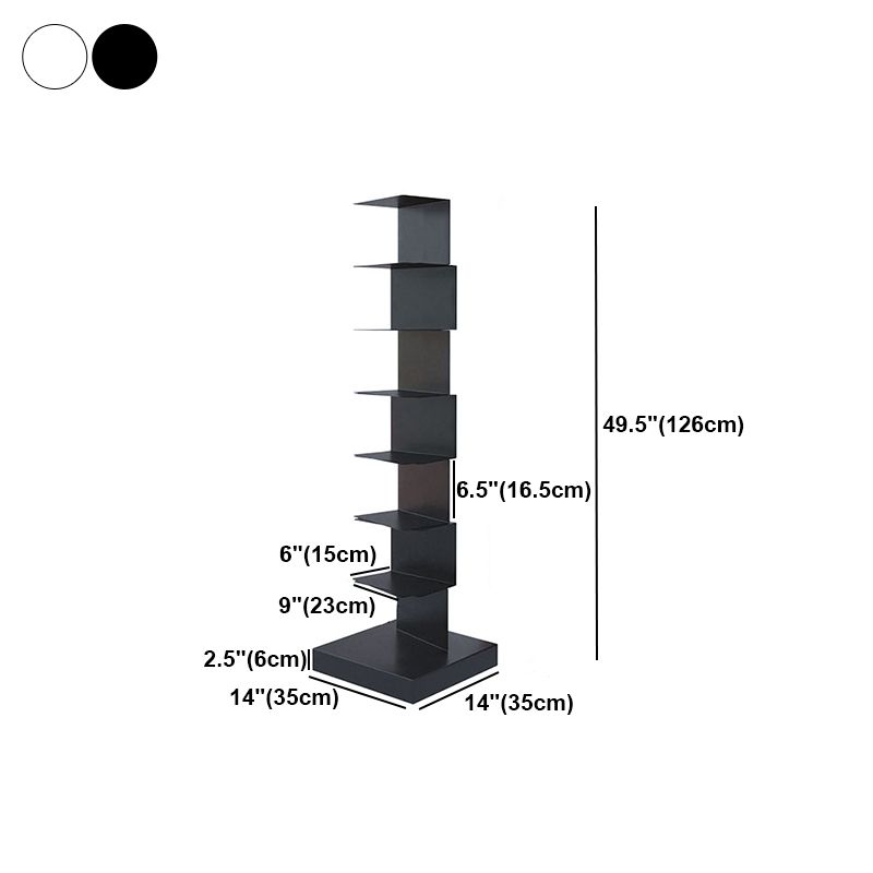 Contemporary Corner Bookshelf Closed Back Iron Vertical Bookcase