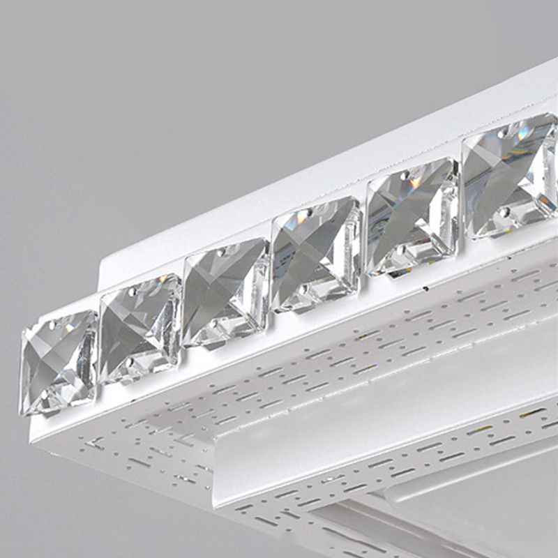 Lámpara de techo empotrada geométrica para sala de estar, lámpara empotrada simple LED de cristal en blanco