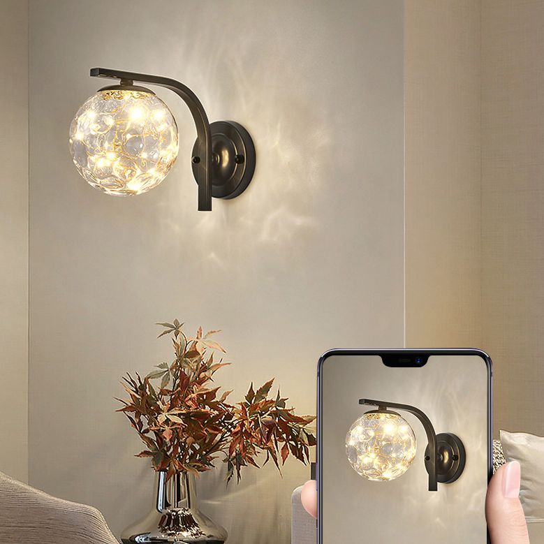 Iron LED Wall Light in Modern Creative Style Babysbreath Glass Wall Sconce for Interior Spaces