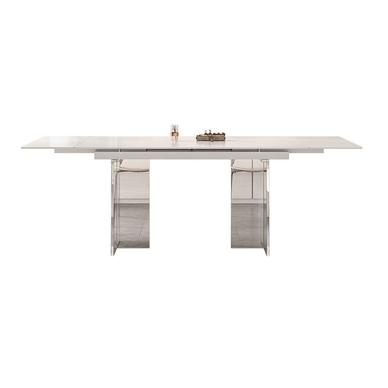 Extendable Dining Table Set 1/4/5/7 Pieces with Acrylic Base Kitchen Furniture Set