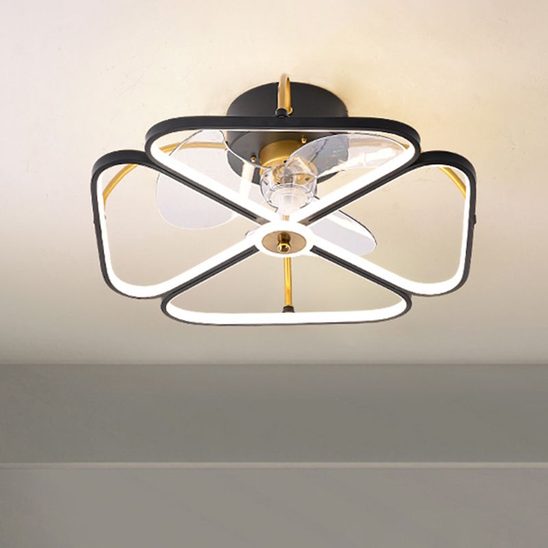 Aluminium Halo Halo Halo-Flush Mount Lighting Minimalismus 3-Blade-LED-Deckenleuterleuchte mit Fernbedienung, 19,5 "breit