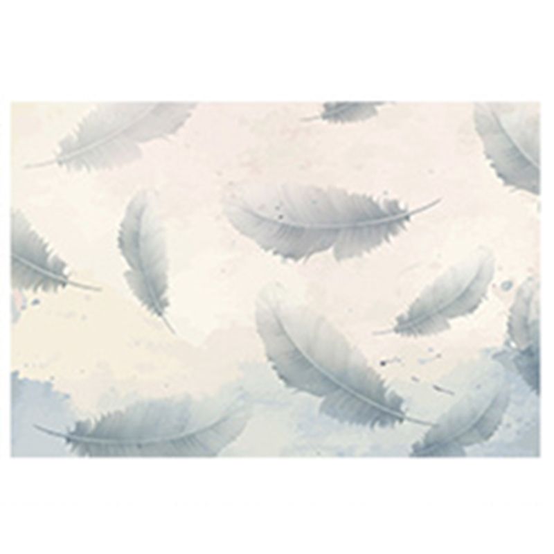 Trendy Feather Pattern Area Rug Modern Simple Carpet Polyester Friendly Washable Rug for Living Room