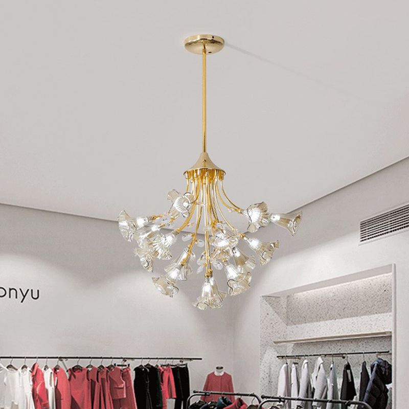 Rama de cristal Chandelier Modernista 16 Bulbos Kit de luz colgante de oro para comedor