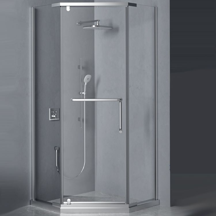 Black and Silver Neo-Angle Shower Enclosure Tempered Glass Shower Enclosure