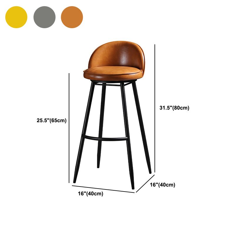 Indoor Faux Leather Counter Chair Industrial Bar Stool with Metal Legs