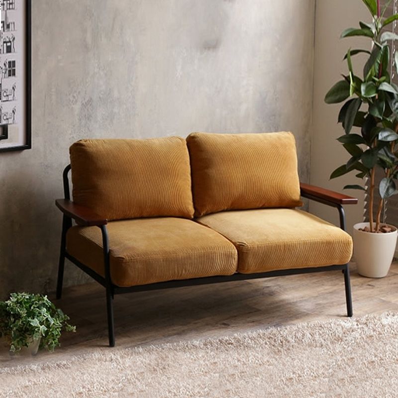 Contemporary Square Arm Sofa Cushions Standard Settee for Apartment