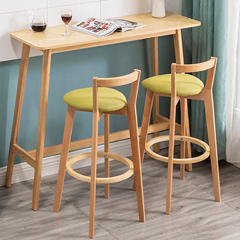 Nordic Armless Backrest Counter Stool Wood Cashier Bar Stool with Cushion and Pedal