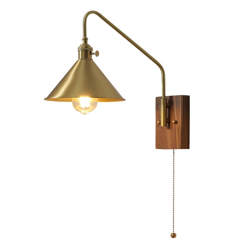 Cone Shape Metal Wall Light Modern Style 1 Light Wall Light Sconce in Gold