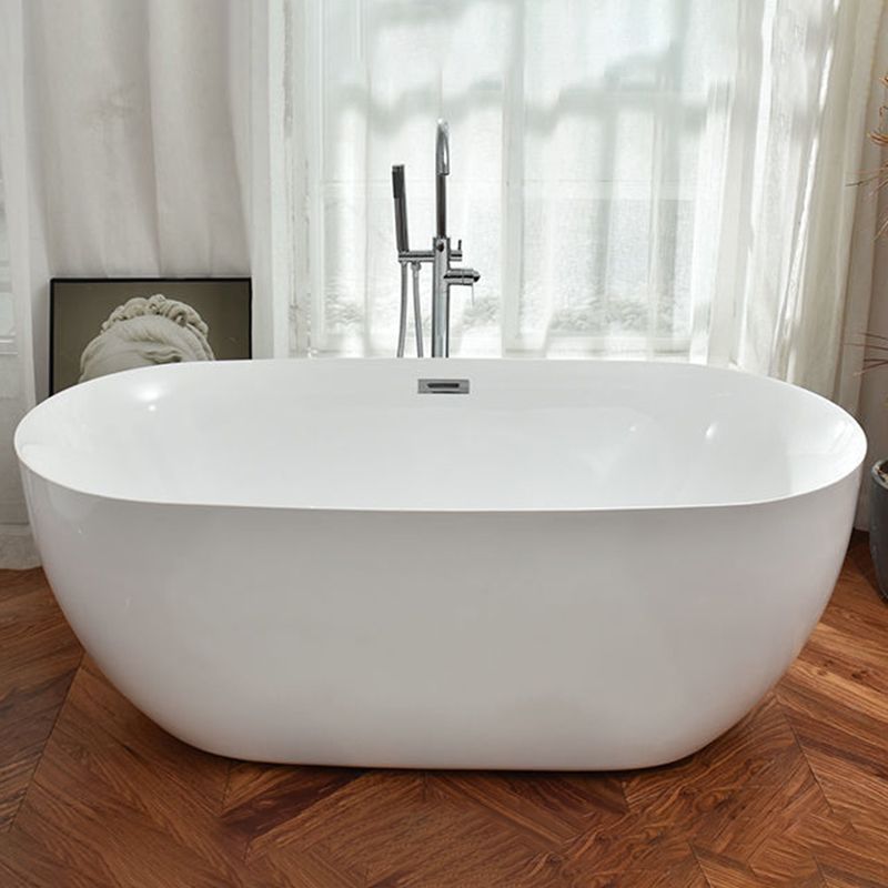 Freestanding Acrylic Bathtub White Modern Center Back to Wall Bath