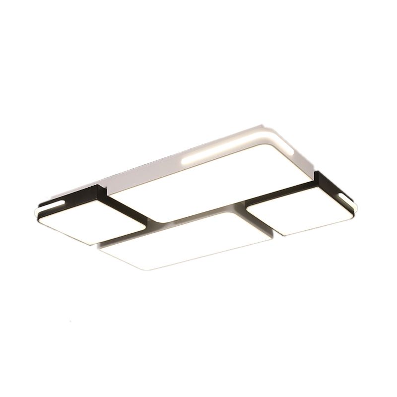 Square/Rectangle Acrylic Flush Pendant Light Contemporary 21.5"/37.5" Width LED White Flush Mount Lighting in White/Warm Lighting