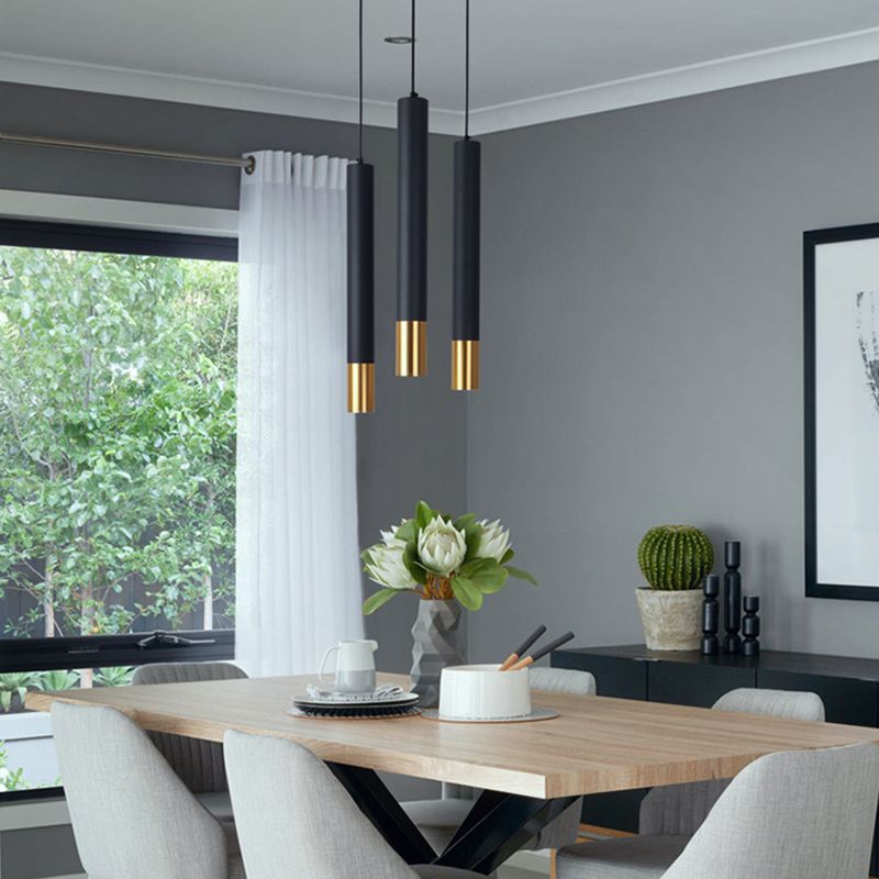 Style moderne linéaire suspendu metal métallique 1 lumière suspendue légère pour le salon