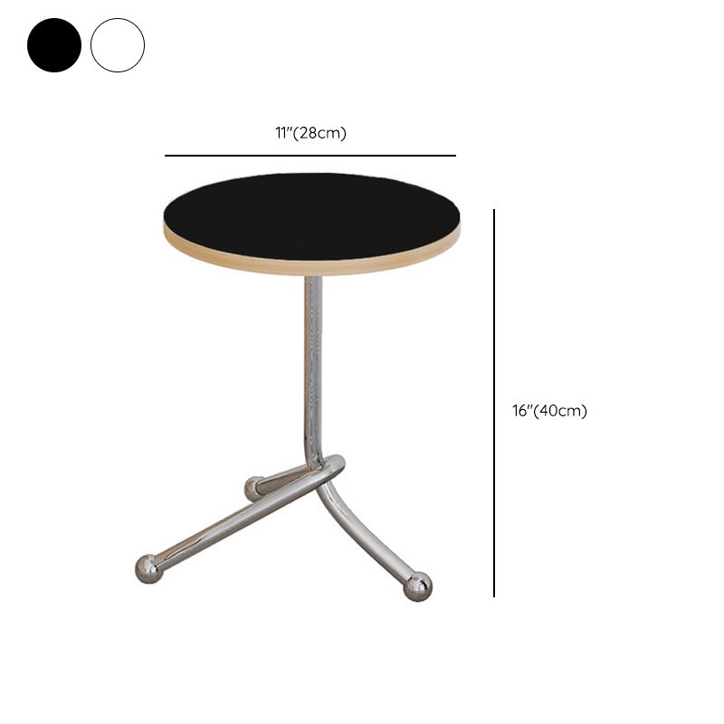 Modern Steel 3 Legs End Table Dia 11" Wood Top Bedside Table