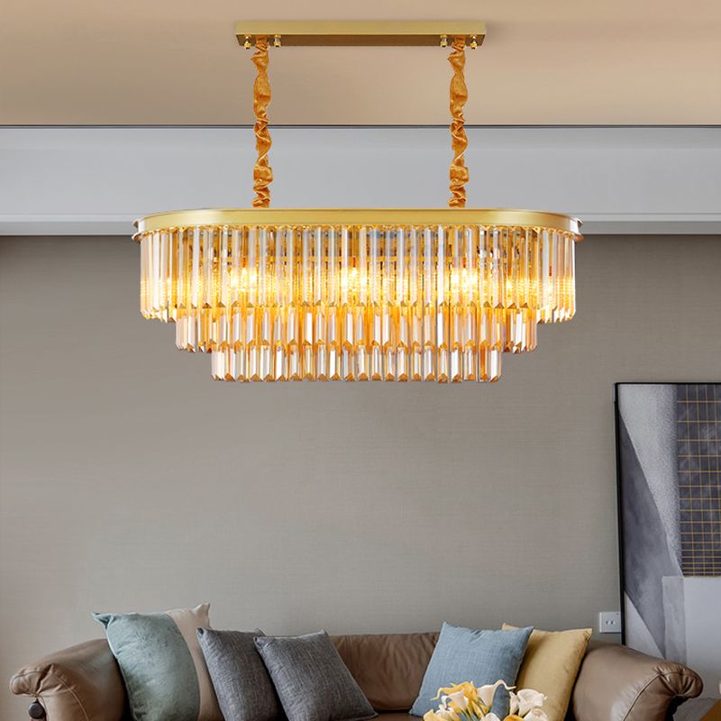 Linear Indoor Island Lighting in Modern Style Crystal Pendant Lighting