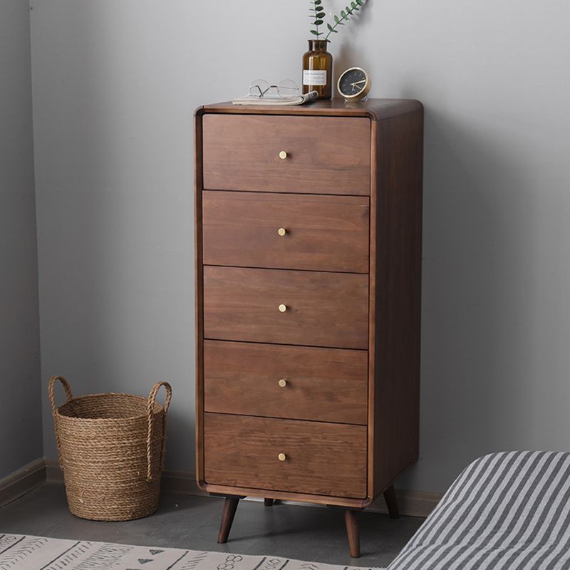 Mid-Century Modern Chest Pine Wood Drawer Knobs Rectangle Accent Chest