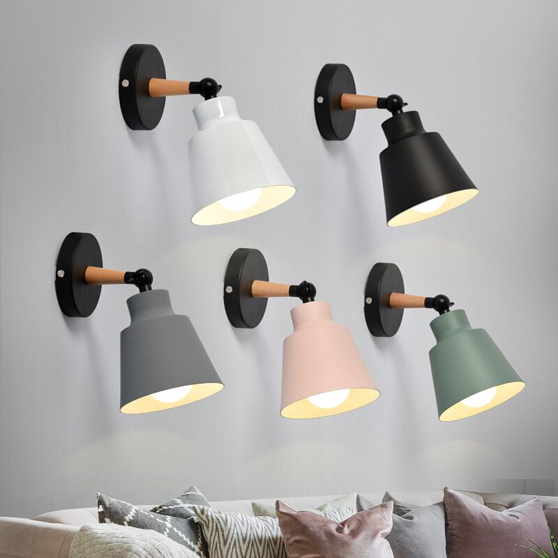 Postmodern Colorful Wall Light Fixture with Metal Shade for Sitting Room