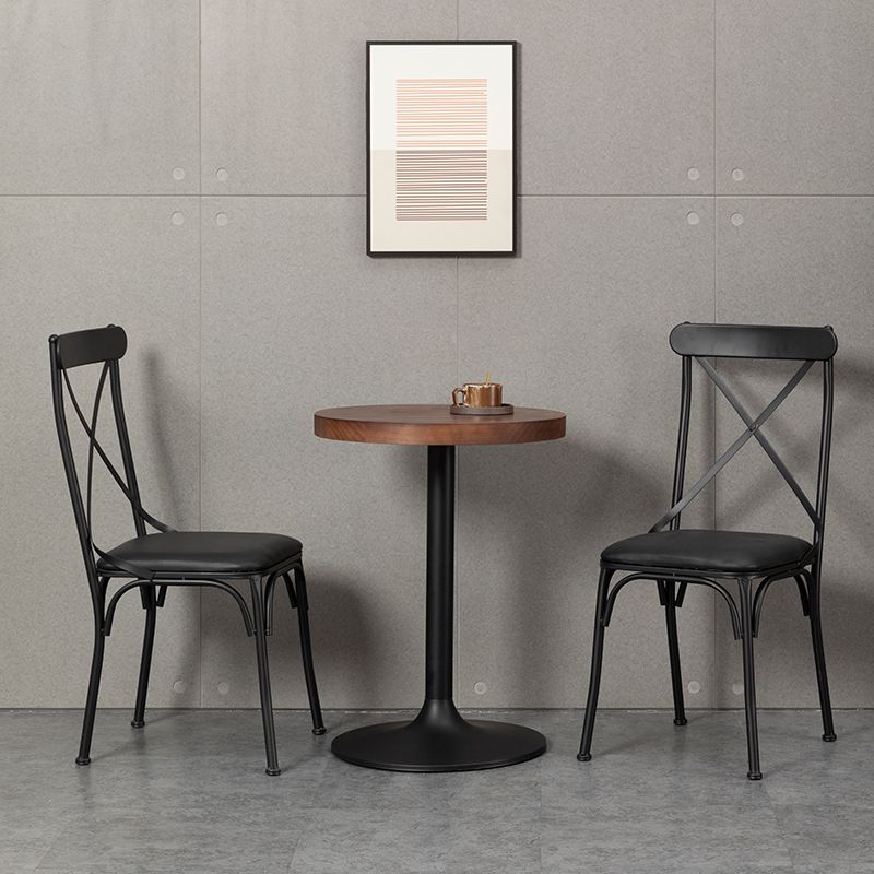 Chaise latérale en métal pour café industriel, chaise pliante à dossier croisé noir