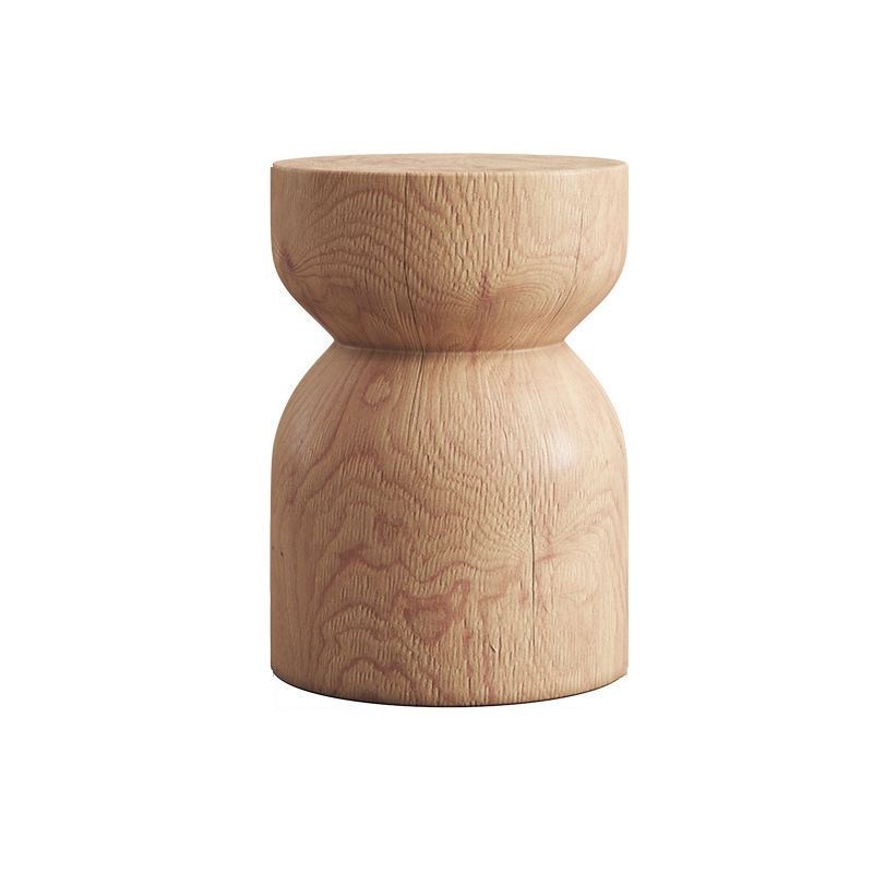 Square Block Base Design Cocktail Table Solid Wood Round Coffee Table